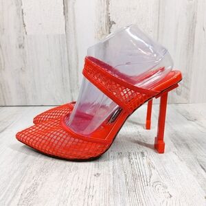 Jessica Rich Ysabelle Red Fishnet Stiletto Evening Party Heels #1355